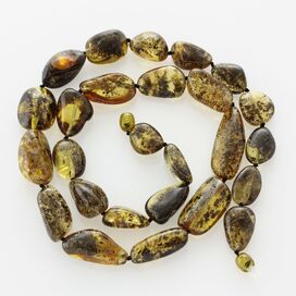 Large dark beads Baltic amber kntted necklace 61cm