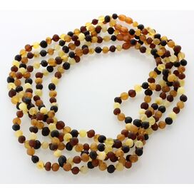 5 Raw Multi BAROQUE Baltic amber adult necklaces 53cm