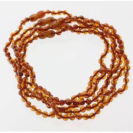 5 Cognac ROUND Baltic amber teething necklaces 33cm