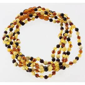 5 Multi ROUND Baltic amber teething necklaces 33cm