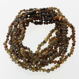 10 Big Raw Dark BAROQUE Baltic amber teething necklaces 33cm