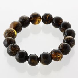 Large Dark Baltic Amber BAROQUE Beads Stretchy Bracelet 20cm
