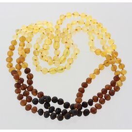 3 Raw Rainbow BAROQUE Baltic amber adult necklaces 46cm