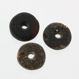 3 Raw Donut shape Baltic amber pendant medallion