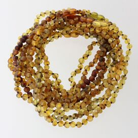 10 Big Raw Green BAROQUE Baltic amber teething necklaces 33cm