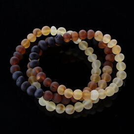 3 Raw Rainbow BAROQUE Baltic amber adult stretch bracelets 18cm
