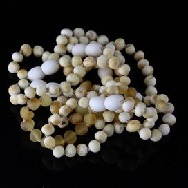 7 Raw White BAROQUE Baltic amber teething bracelets 14cm