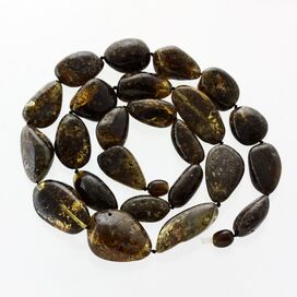 Large dark beads Baltic amber kntted necklace 58cm