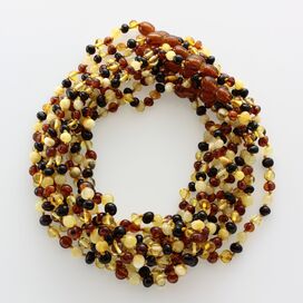 10 Pop Multi BROQUE teething Baltic amber necklaces 32cm