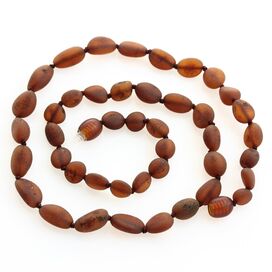 Raw Cognac BEANS Baltic amber knotted necklace 46cm
