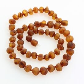 Raw Cognac BAROQUE beads Baltic amber necklace 45cm