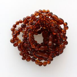 10 Cognac BAROQUE Baltic amber teething bracelets 12cm