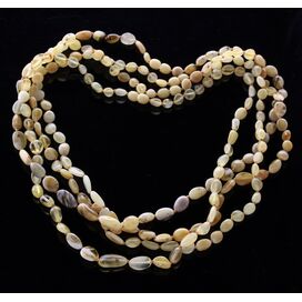 4 Marble BEANS Baltic amber adult necklaces 55cm