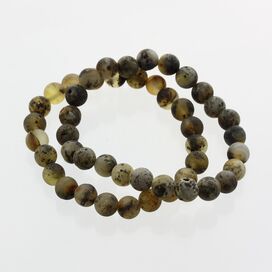 2 Raw Green ROUND Baltic amber bracelets 19cm