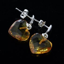 Faceted Heart drops Baltic amber Silver Earrings