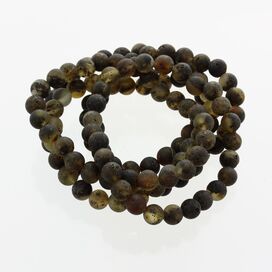 5 Raw Dark ROUND Baltic amber bracelets 21cm