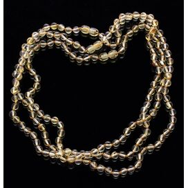 3 Lemon ROUND beads Baltic amber adult necklaces 48cm