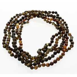 5 Raw Dark ROUND beads Baltic amber adult necklaces 45cm