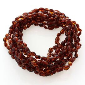 10 Cognac BEANS Baby teething Baltic amber necklaces 28cm