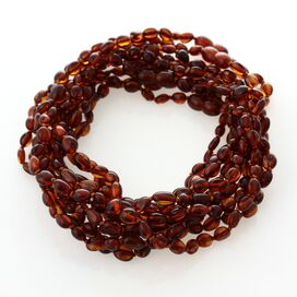 10 Cognac BEANS Baby teething Baltic amber necklaces 30cm