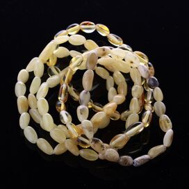 6 Milk BEANS Baltic amber adult stretch bracelets 19cm