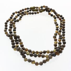 3 Big Raw Green BAROQUE Baltic amber adult necklaces 48cm