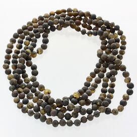 5 Big Raw Green BAROQUE Baltic amber adult necklaces 50cm