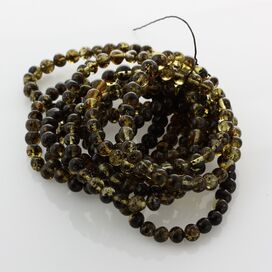 10 Dark Stretch BAROQUE Baltic amber adult bracelets 19cm