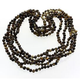 5 Dark BAROQUE Baltic amber adult necklaces 60cm