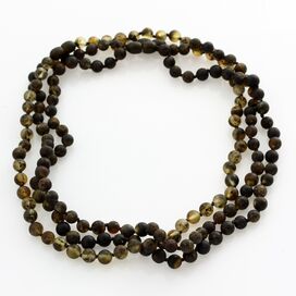 3 Raw Dark ROUND beads Baltic amber adult necklaces 46cm