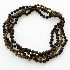 4 Raw Dark ROUND beads Baltic amber adult necklaces 46cm