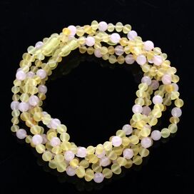 5 Raw Lemon Gems Baltic Amber teething necklaces 33cm