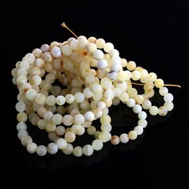 10 Raw Milk Stretch ROUND Baltic amber bracelets 19cm