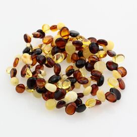 3 Multi Leaf Baltic amber Choker Leaves stretch Bracelets 18cm