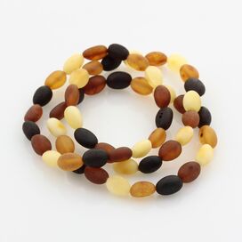 3 Raw Mix BEANS Baltic amber stretch bracelet 18cm