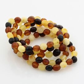 5 Raw Mix BEANS Baltic amber stretch bracelet 18cm