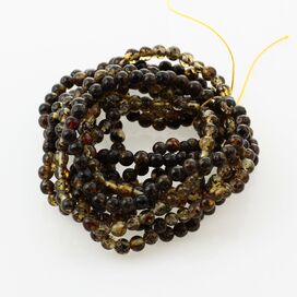 10 Small Dark ROUND Baltic amber stretch bracelets 18cm