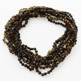10 Dark ROUND beads Baltic amber adult necklaces 46cm