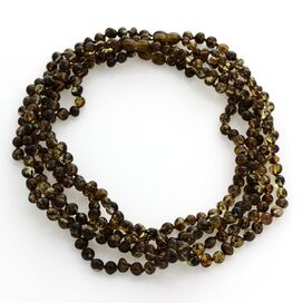 5 Dark BAROQUE Baltic amber adult necklaces 46cm