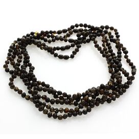 5 Dark BAROQUE Baltic amber adult necklaces 55cm