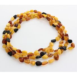4 Big Multi BEANS Baltic amber adult necklaces 50cm