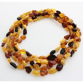 5 Big Multi BEANS Baltic amber adult necklaces 50cm