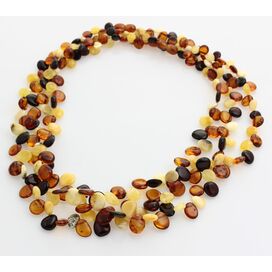 3 Multi Leaf Baltic amber Choker Leaves Necklace 48cm