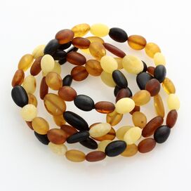 5 Raw Mix BEANS Baltic amber stretch bracelet 19cm