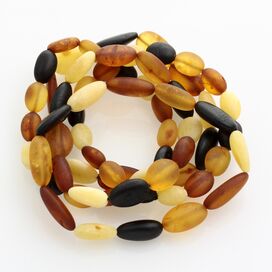 5 Raw Mix BEANS Baltic amber stretch bracelet 19cm