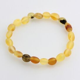 Mix Raw BEANS teething Baltic amber stretch bracelet 14cm
