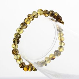 Green BAROQUE Baltic amber stretch bracelet 19cm