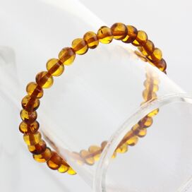 Cognac BAROQUE Baltic amber stretch bracelet 19cm