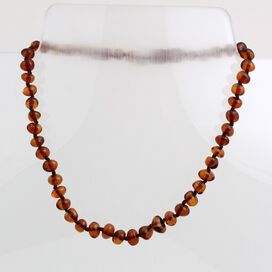 Cognac BAROQUE Baltic amber teething necklace 32cm