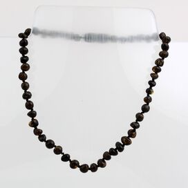 Dark BAROQUE Baltic amber teething necklace 32cm